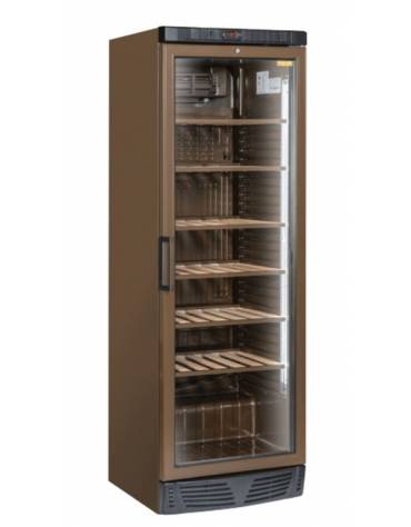 Cantina vino refrigerata - colore marrone - 80 bottiglie - refrigerazione Roll-Bond con ventilatore +7°/+18°C - mm 595x660x1845h