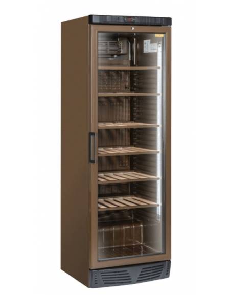 Cantina vino refrigerata - colore marrone - 80 bottiglie - refrigerazione Roll-Bond con ventilatore +7°/+18°C - mm 595x660x1845h
