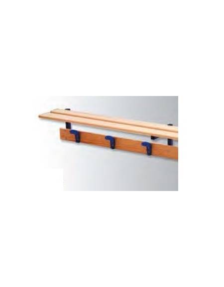 Attaccapanni parete a 3 posti, con piano borse, in acciaio e grucce pvc - Lungh. cm 100 sez. mm 30x30