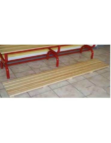 Pedana poggiapiedi a listoni di legno verniciato lunghezza 1 m per spogliatoi.