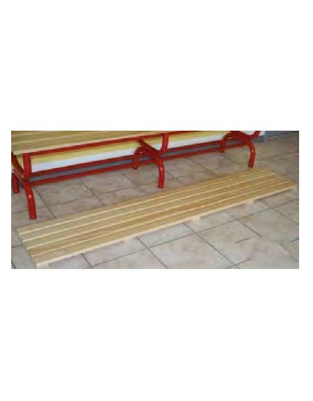 Pedana poggiapiedi a listoni di legno verniciato lunghezza 1 m per spogliatoi.
