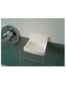 Portasapone in plastica bianca, da fissare a parete. 