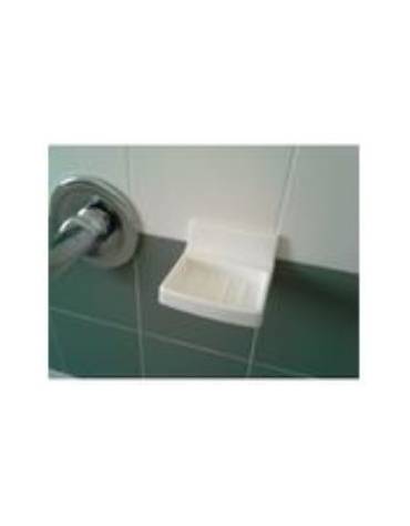 Portasapone in plastica bianca, da fissare a parete. 