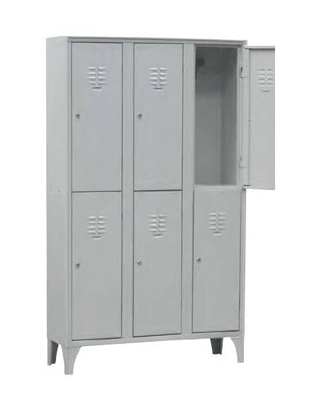 Armadio spogliatoio a 3 posti sovrapposti in lamiera verniciata, dimensioni cm.105x50x180h.