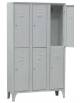 Armadio spogliatoio metallico a 3 posti sovrapposti in lamiera verniciata, 6 ante - dimensioni cm.105x50x180h.
