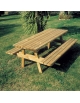 Tavolo con panche ribaltabili in legno da esterno per parchi pubblici - cm 190x150x80h