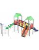 Mini villaggio con palestra, 2 torri con pali in alluminio e 2 scivoli, 1 palestrina - cm 629x622xh360