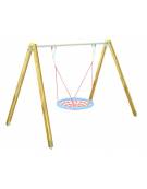Altalena inclusiva per disabili con cestone - pali in legno di pino nordico - cm 376x227x255h