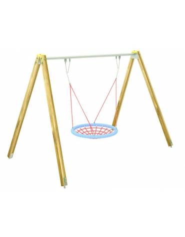 Altalena inclusiva per disabili con cestone - pali in legno di pino nordico - cm 376x227x255h