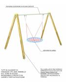 Altalena inclusiva per disabili con cestone - pali in legno di pino nordico - cm 376x227x255h