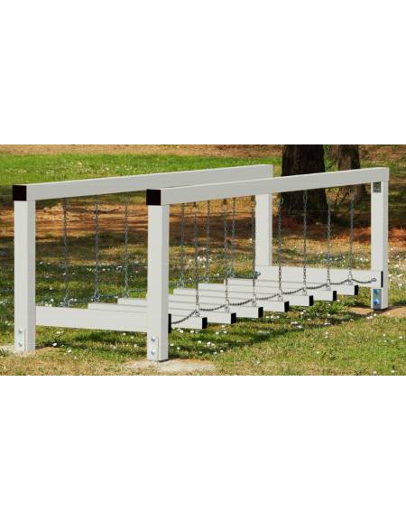 Ponte Tibetano, struttura con pali in alluminio - cm 347x100x98h