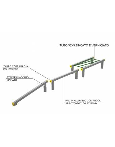 Attrezzatura da parco per camminamenti in equilibrio  - cm 626x79x51h