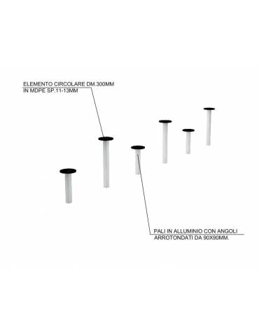 Pali per equilibrio in legno lamellare con protezione in plastica - cm  625x30x102h