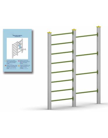 Doppia spalliera per esercizi  ginnici in legno lamellare con calotta plastica - cm 210x10x252h