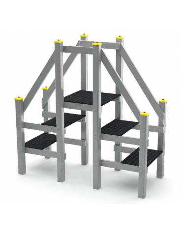 Struttura a sali scendi con pali in legno lamellare con protezione in plastica - cm 209x89x212h
