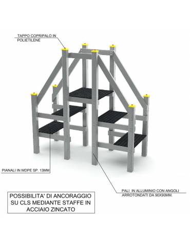 Struttura a sali scendi con pali in legno lamellare con protezione in plastica - cm 209x89x212h