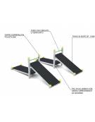 Attrezzo per flessione su panca inclinata con pali in legno lamellare e calotta in plastica - cm 365x306x132h
