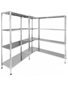 Scaffalatura inox AISI 304 con montaggio a bulloni - N° 4 PIANI ASOLATI FORATI - cm. 100x30x200h