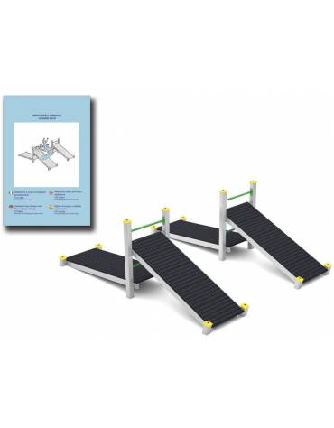 Attrezzo per flessione su panca inclinata con pali in legno lamellare e calotta in plastica - cm 365x306x132h
