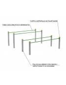 Attrezzo ad ostacoli per esercizi  ginnici con pali in legno lamellare e calotta in plastica - cm 310x349x132h