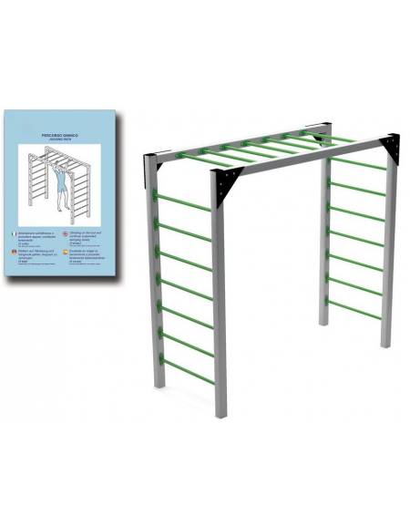 Arrampicata per esercizi  ginnici con pali in legno lamellare e calotta in plastica - cm 268x116x253h