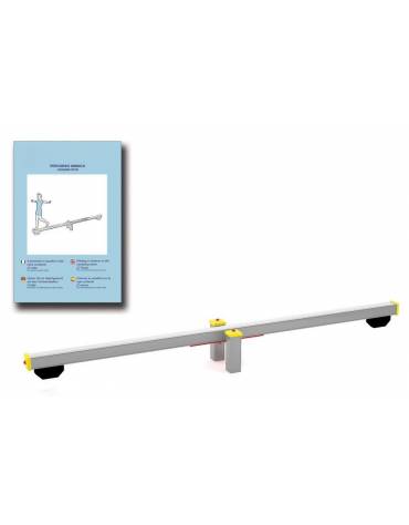 Trave oscillante per esercizi ginnici con pali in legno lamellare e calotta in plastica - cm 305x38x32h