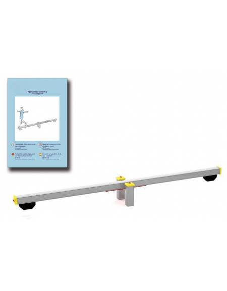 Trave oscillante per esercizi ginnici con pali in legno lamellare e calotta in plastica - cm 305x38x32h