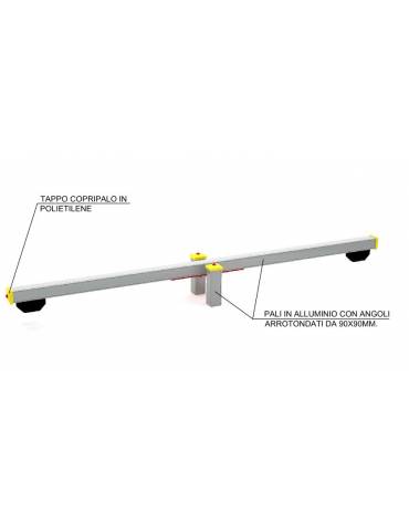 Trave oscillante per esercizi ginnici con pali in legno lamellare e calotta in plastica - cm 305x38x32h