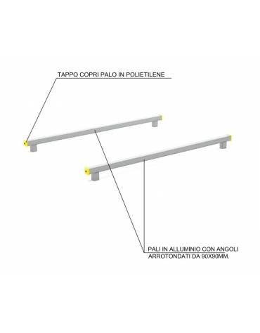 Asse per per esercizi di flessione del tronco con pali in legno lamellare e calotta in plastica - cm 305x195x22hh