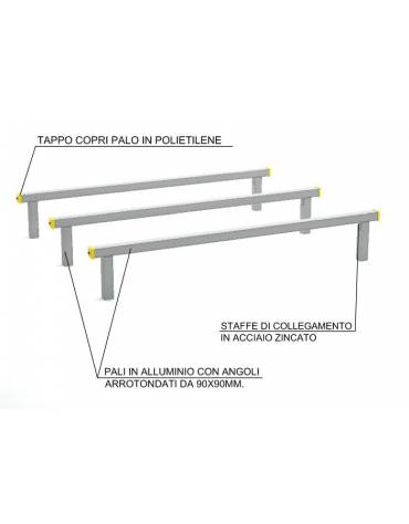 Ostacoli per esercizi  ginnici con pali in legno bilamellare e calotta in plastica - cm 305x230x49h