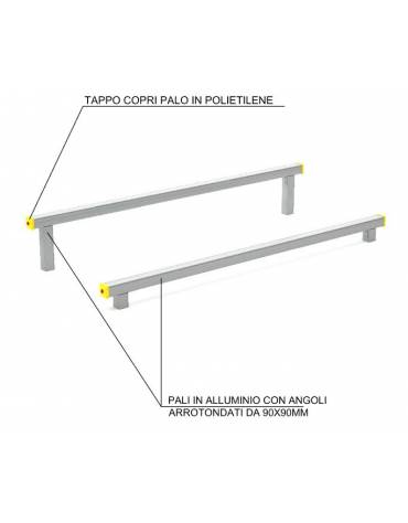 Asse per per esercizi per bicipiti e tricipiti con pali in legno lamellare e calotta in plastica - cm 305x120x49h