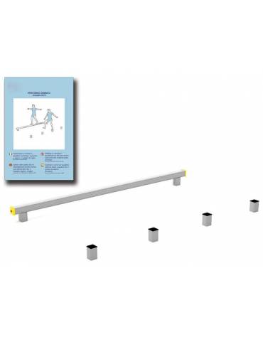 Attrezzatura di equilibrio e slalom con pali in legno lamellare e calotta in plastica - cm 305x170x22h