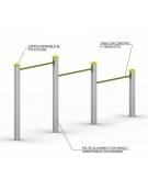 Barre per trazioni per esercizi  ginnici con pali in legno lamellare e calotta in plastica - cm 310x10x162hh