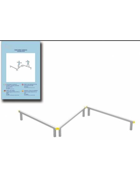 Tripla asse di equilibrio per esercizi  ginnici con pali in legno lamellare e calotta in plastica - cm 490x330x49h