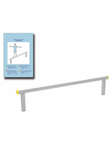 Asse per esercizi di camminamento in equilibrio con pali in legno lamellare e calotta in plastica - cm 305x10x59h