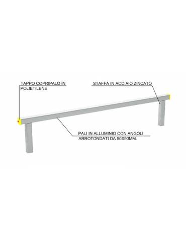 Asse per esercizi di camminamento in equilibrio con pali in legno lamellare e calotta in plastica - cm 305x10x59h