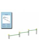 Attrezzo per piegamenti sulle braccia per esercizi  ginnici con pali in legno lamellare e calotta in plastica - cm 310x10x52h