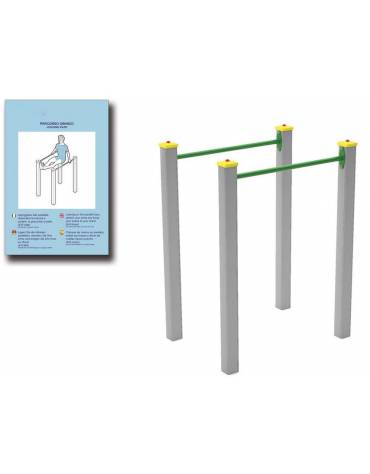 Parallele per esercizi  ginnici con pali in legno lamellare e calotta in plastica - cm 110x80x142h