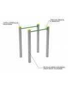 Parallele per esercizi  ginnici con pali in legno lamellare e calotta in plastica - cm 110x80x142h