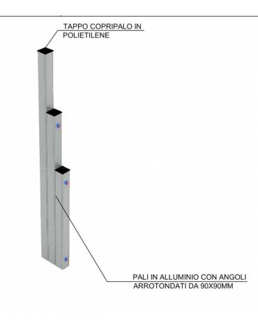 Atrezzatura per esercizi  ginnici con pali in legno lamellare e calotta in plastica - cm 27x10x202h