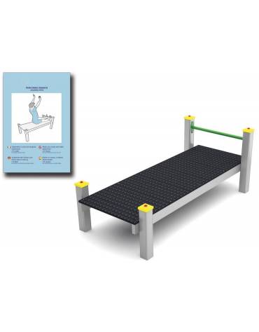 Panca piana per esercizi addominali con pali in legno lamellare e calotta in plastica - cm 90x200x82h