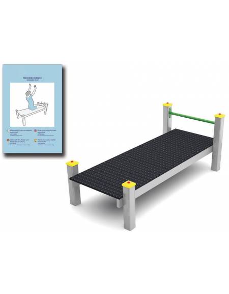 Panca piana per esercizi addominali con pali in legno lamellare e calotta in plastica - cm 90x200x82h