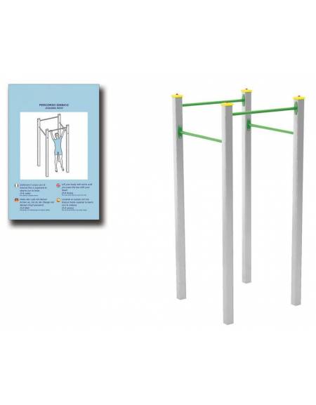 Attrezzo per sollevamento sulle braccia con pali in legno lamellare e calotta in plastica - cm 90x200x82h