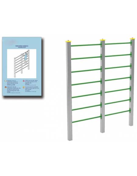 Struttura arrampicata per esercizi  ginnici con pali in legno lamellare e calotta in plastica - cm 210x10x242h