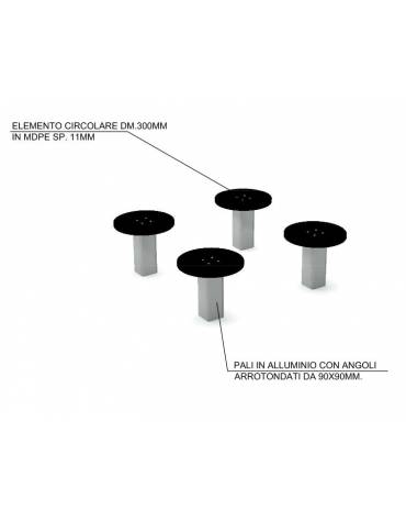 Elementi di equilibrio in legno lamellare e calotta in plastica - cm 90x90x28h