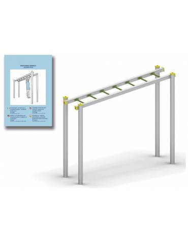 Arrampicata orizzontale per esercizi  ginnici in legno lamellare e calotta in plastica - cm 300x79x251h