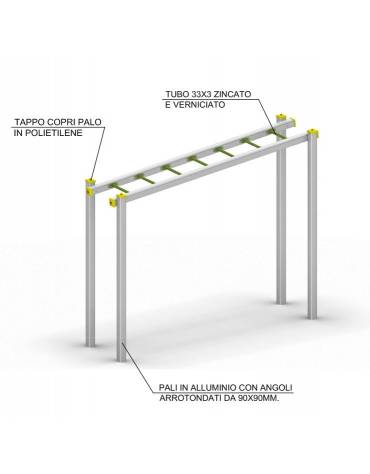 Arrampicata orizzontale per esercizi  ginnici in legno lamellare e calotta in plastica - cm 300x79x251h