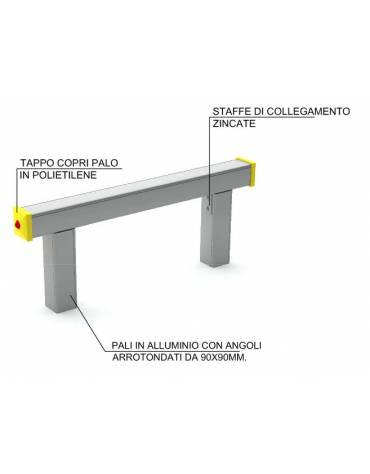 Trave per salti con struttura realizzata in alluminio - staffe in acciaio zincato - cm 105x10x40h