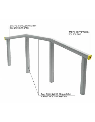 Struttura per salti e passaggi realizzata in alluminio - staffe in acciaio zincato - cm 362x9x129h