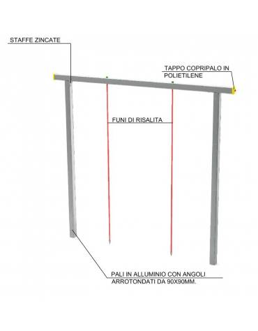 Struttura per arrampicata in legno lamellare e protezione in plastica - cm 305x10x269h
